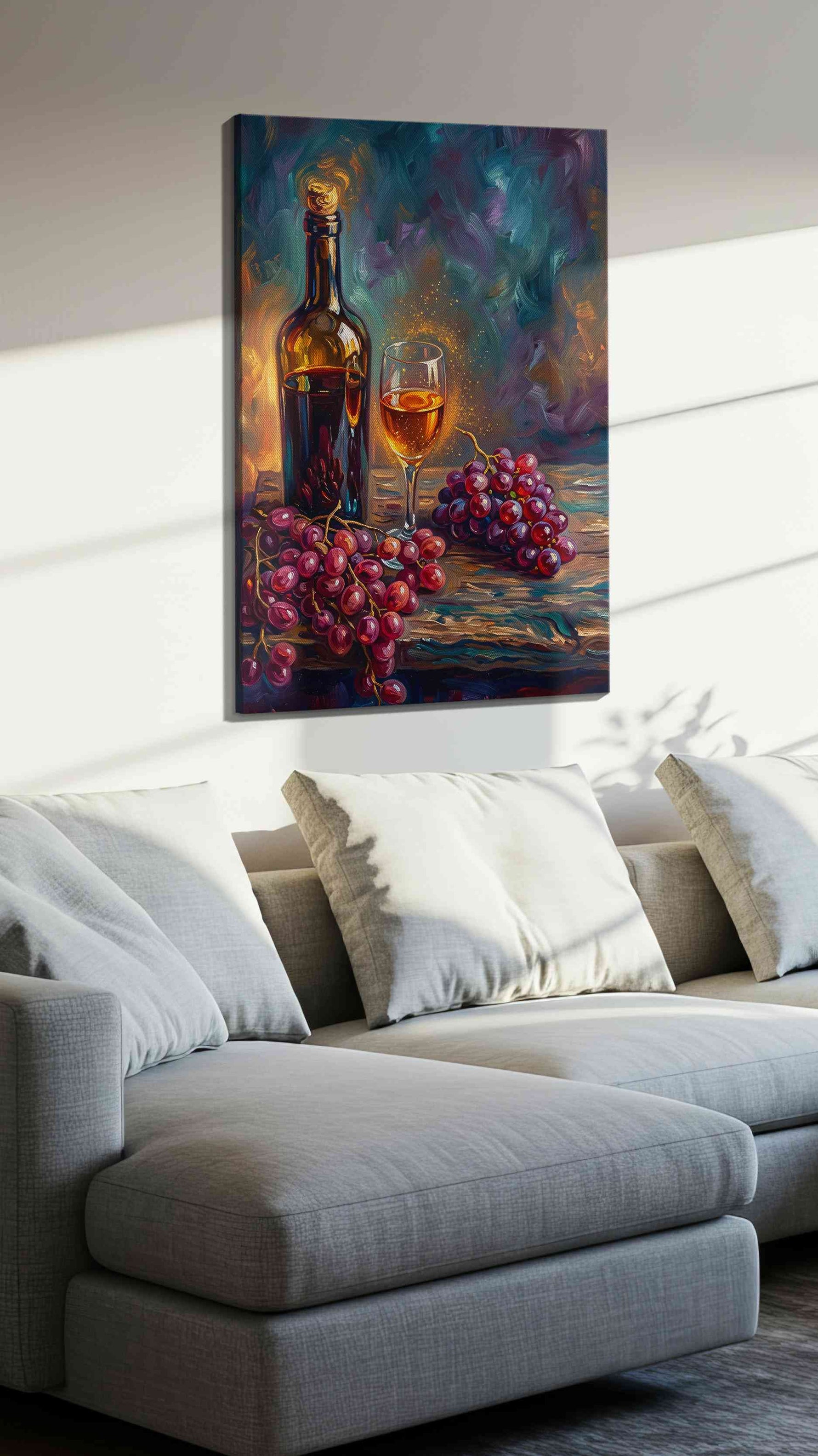 Vin Rouge Reverie III wine canvas print, displayed in a living room