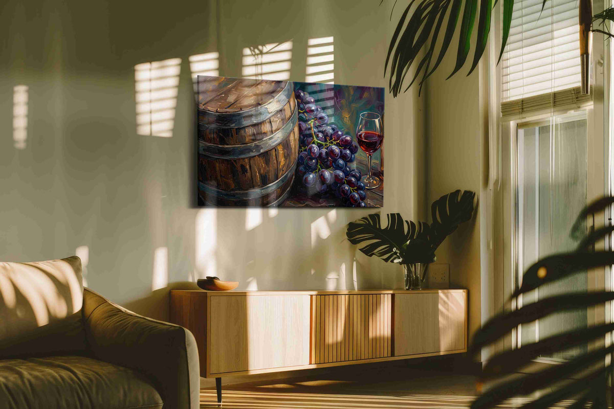 Vineyard Elegance wine canvas print, on wall, lifestyle preview