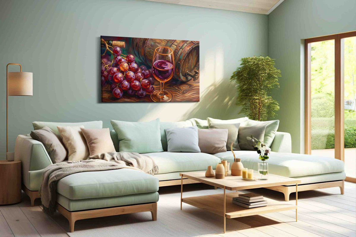 Vineyard Symphony wine canvas print, hanging on wall
