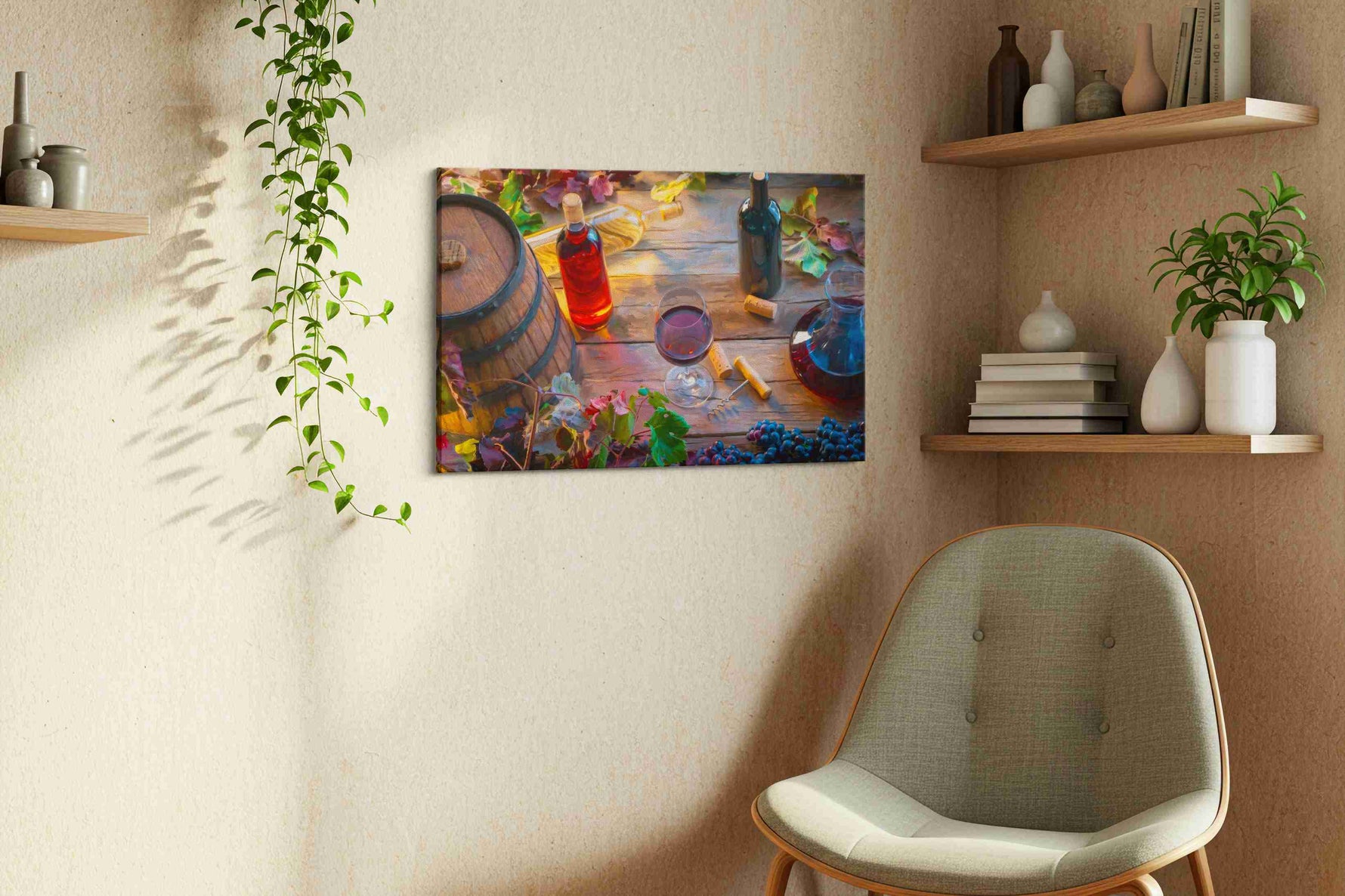 Vineyard Symphony II wine canvas print, displayed in a living room