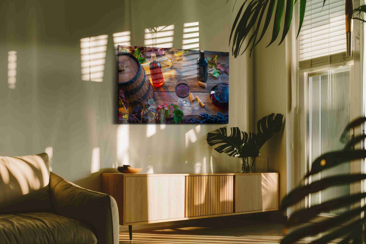 Vineyard Symphony II wine canvas print in a contemporary interior mockup
