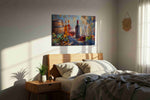 Vineyard Symphony IV wine canvas print, displayed in a bedroom