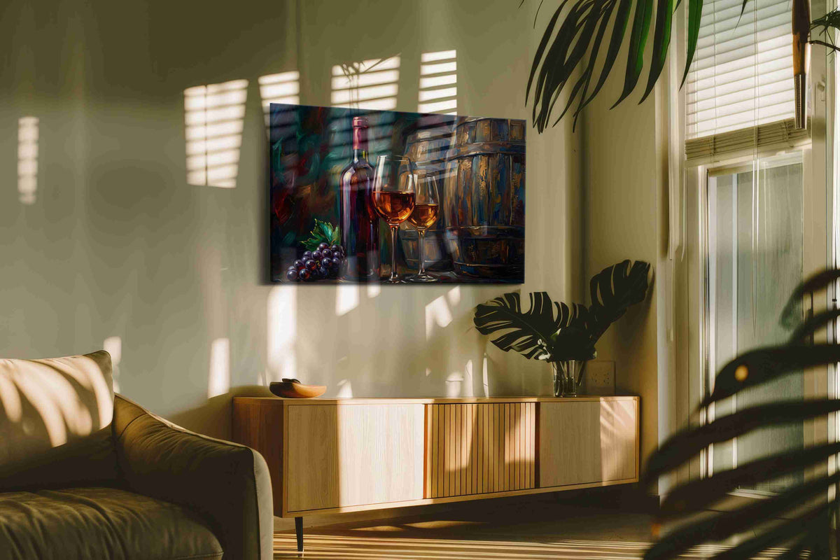 Vino Reverie wine canvas print in a contemporary interior mockup