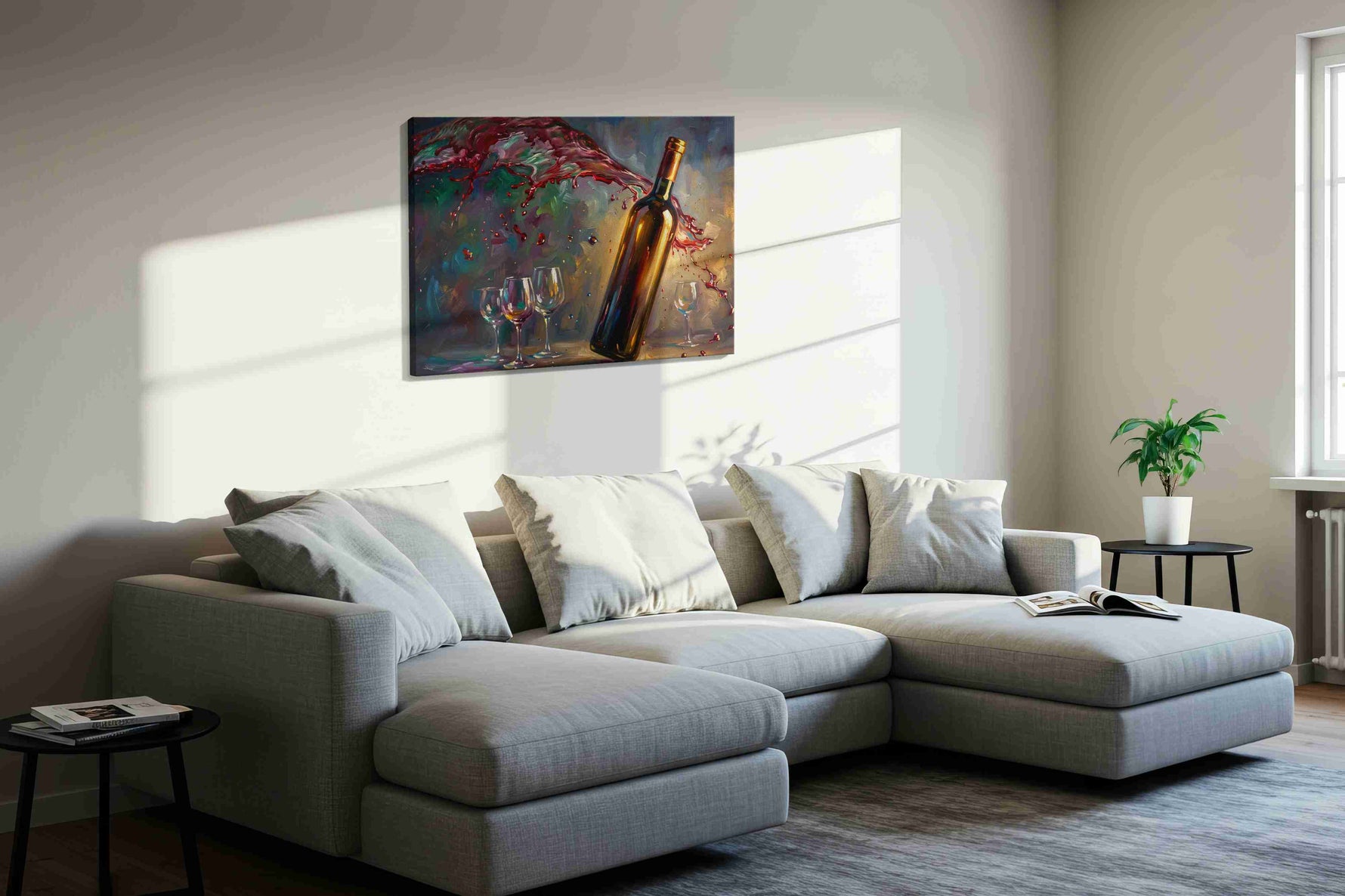 Vino's Dance of Light wine canvas print in a living room scene