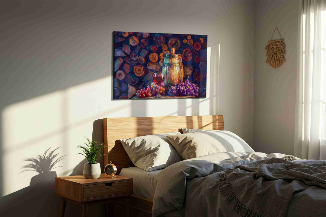 Vintage Vines and Oak – wine canvas wall art, gallery-wrapped, ready to hang