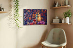 Vintage Vines and Oak wine canvas print styled in a living room