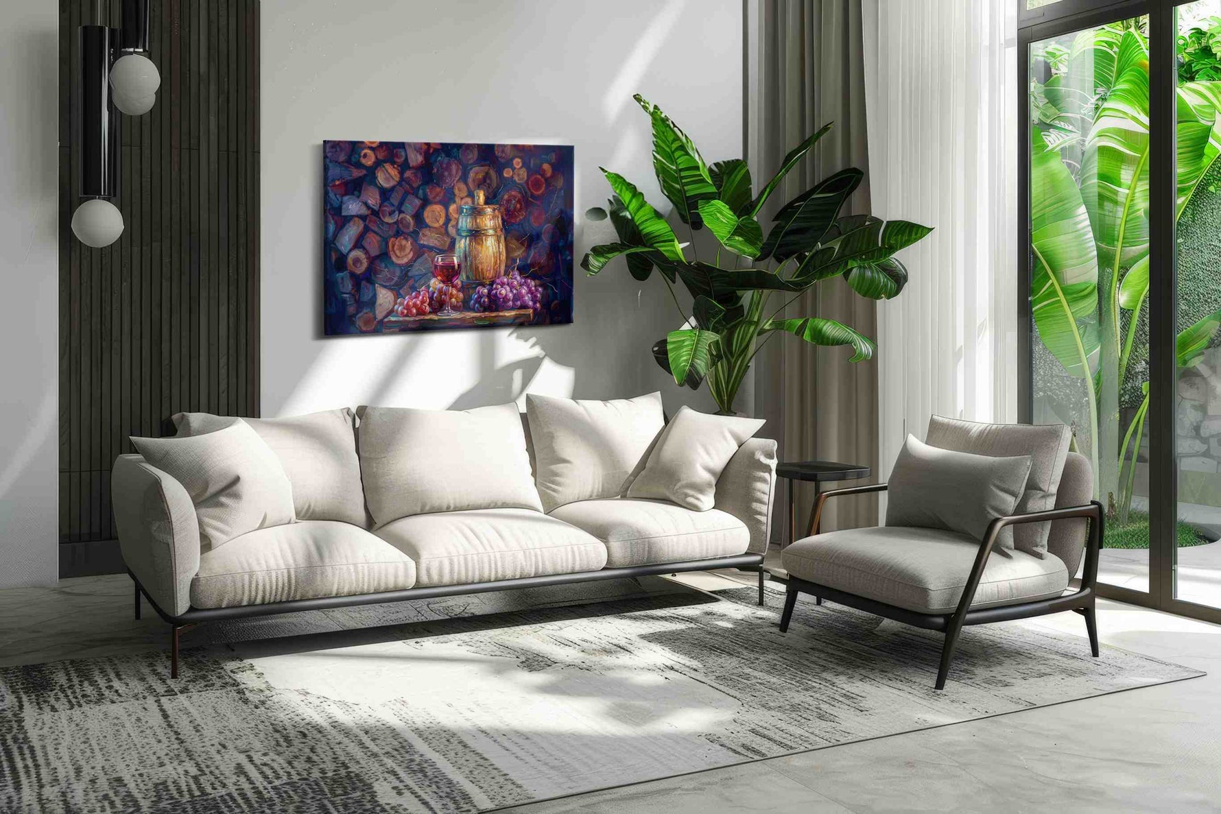 Vintage Vines and Oak wine canvas print in a modern interior mockup