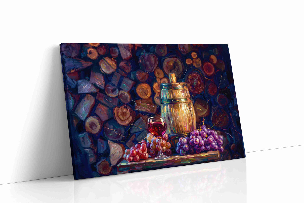 Vintage Vines and Oak wine canvas print gallery-wrapped landscape canvas studio shot