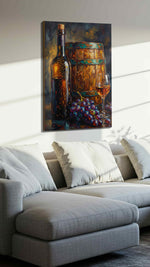 Vintage Vineyard Essence wine canvas print, displayed in a living room