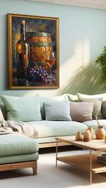 Vintage Vineyard Essence wine canvas print, hanging on wall
