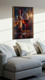 Whispers of the Vine wine canvas print, displayed in a living room