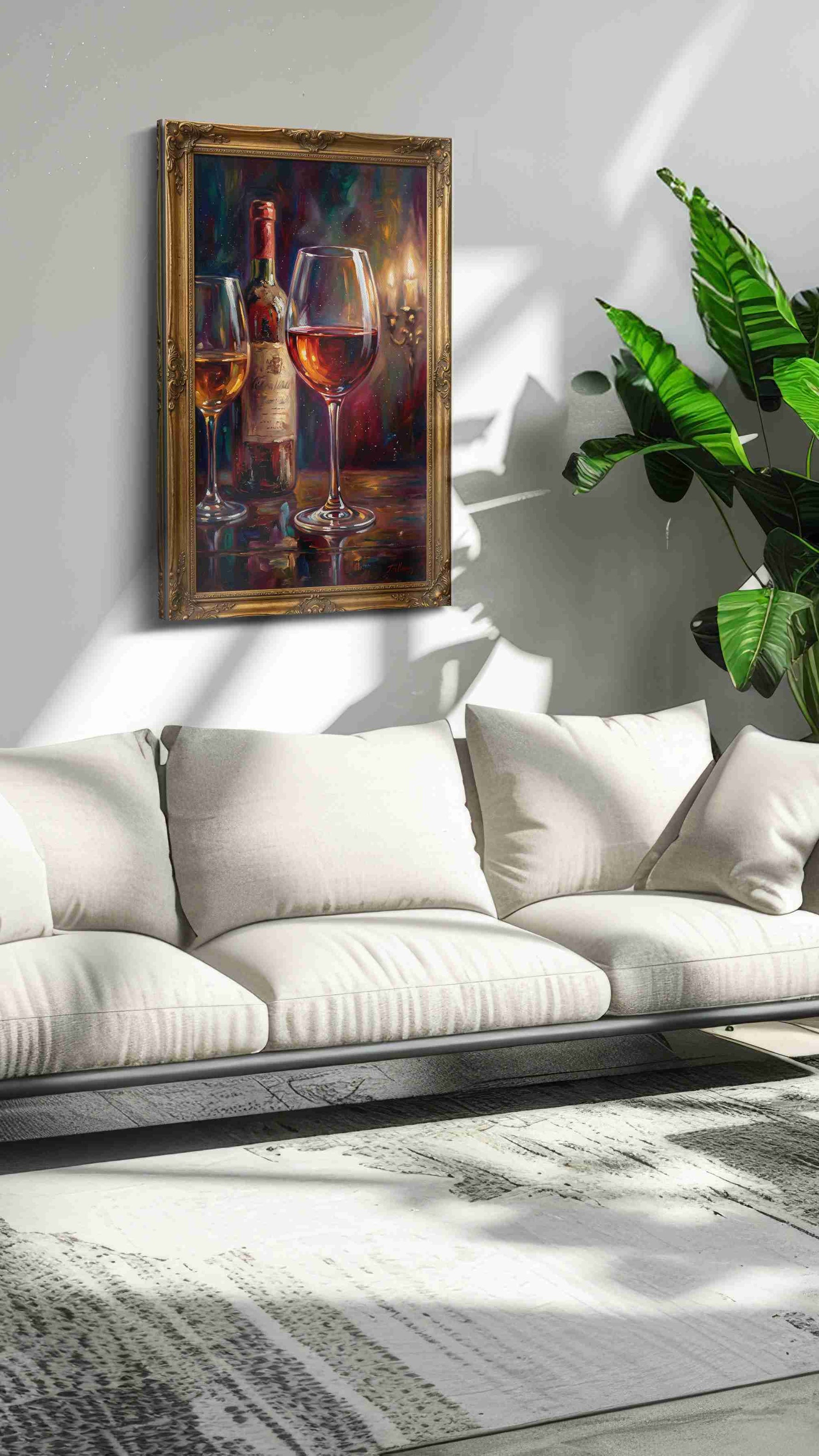 Whispers of the Vine wine canvas print, on wall, lifestyle preview