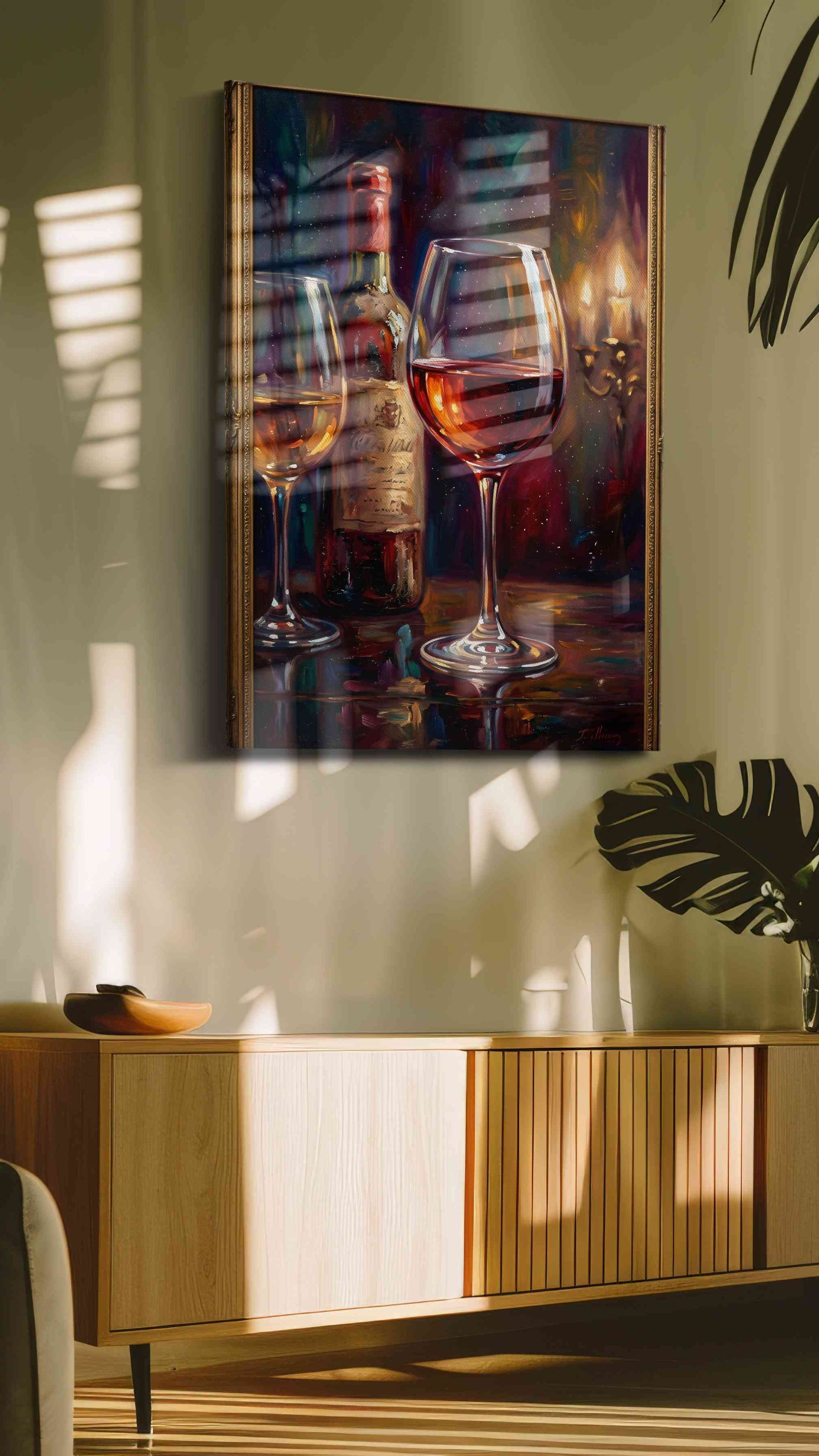 Whispers of the Vine wine canvas print in a contemporary interior mockup