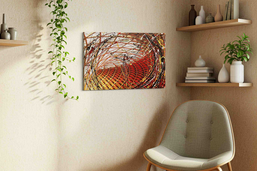 Cosmic Vortex Symphony modern canvas print, displayed in a living room