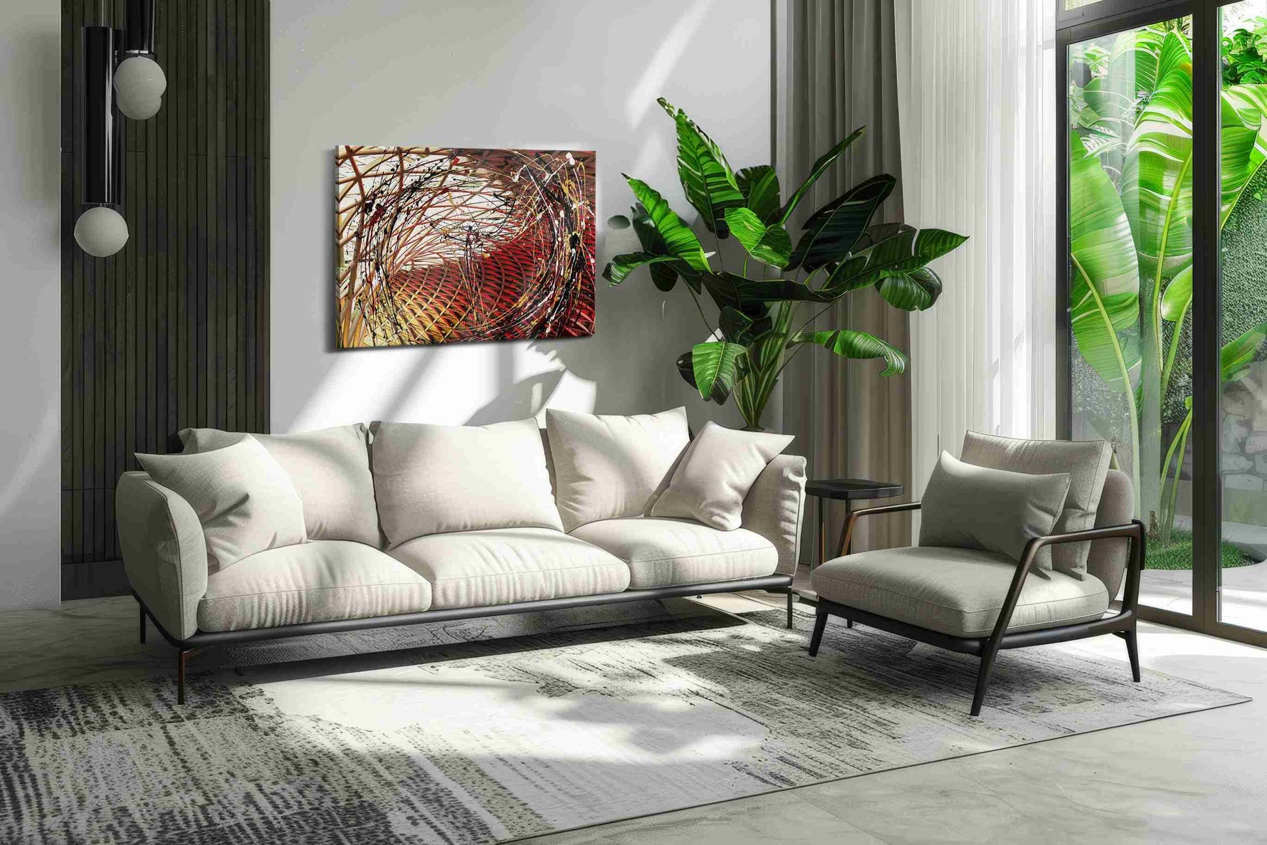 Cosmic Vortex Symphony modern canvas print in a modern interior mockup