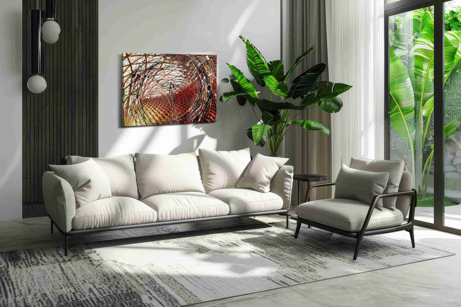 Cosmic Vortex Symphony modern canvas print in a modern interior mockup