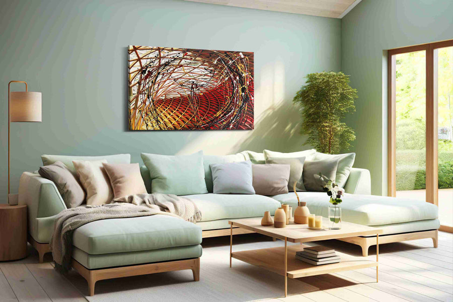 Cosmic Vortex Symphony modern canvas print, hanging on wall