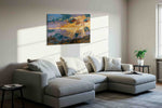 Ethereal Sunrise Symphony landscape canvas print in a living room scene