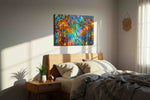 Luminescent Pathway Dreamscape nature canvas print, displayed in a bedroom
