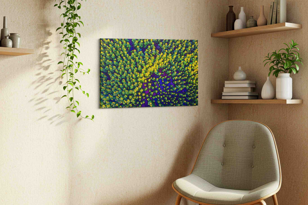 Sunlit Mosaic Blossoms (Abstract) - Sunflowers, Sunflower Wall Art, Floral Canvas Print, Flower Decor
