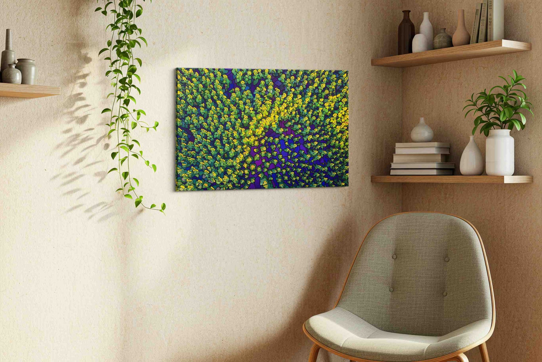 Sunlit Mosaic Blossoms (Abstract) - Sunflowers, Sunflower Wall Art, Floral Canvas Print, Flower Decor