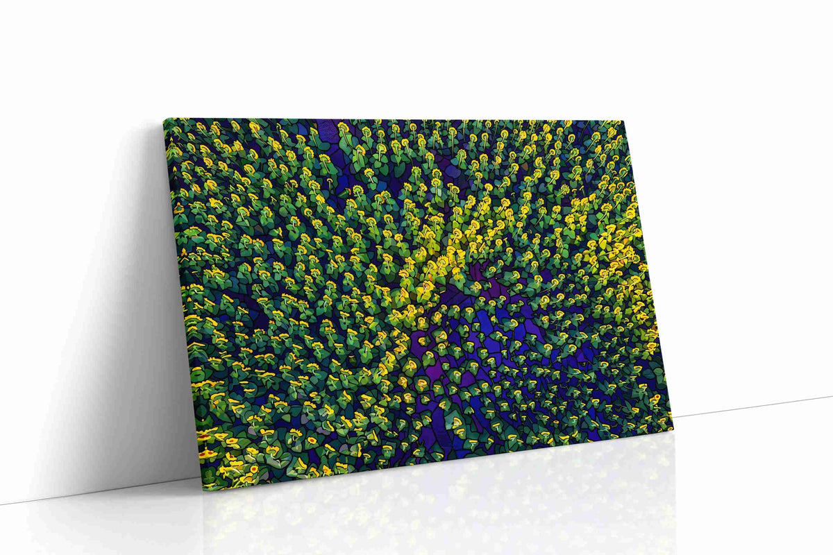Sunlit Mosaic Blossoms sunflowers canvas print gallery-wrapped landscape canvas studio shot