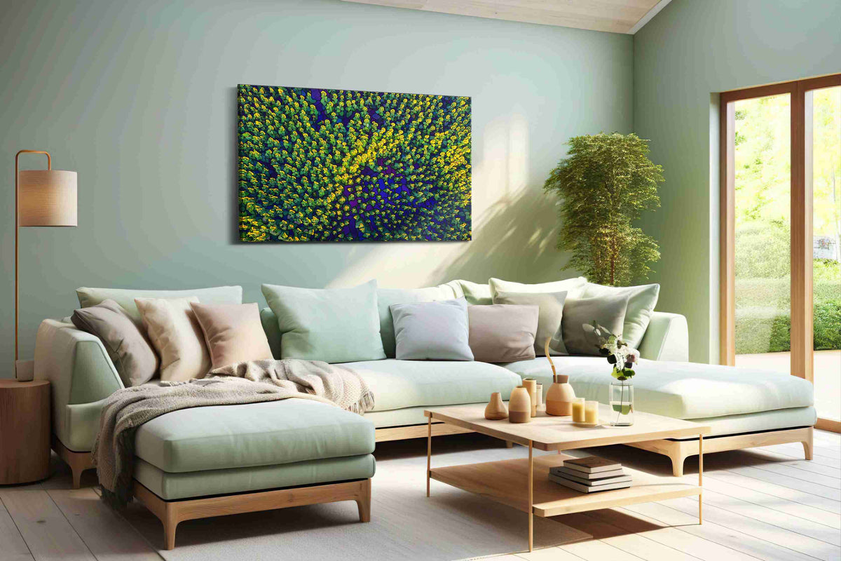 Sunlit Mosaic Blossoms sunflowers canvas print, hanging on wall
