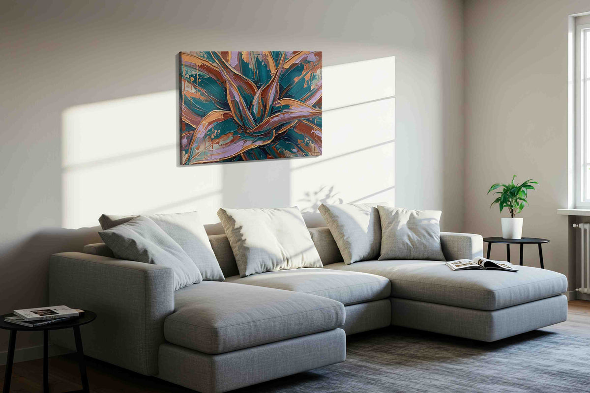 Verdant Whirlwind nature canvas print, displayed in a living room