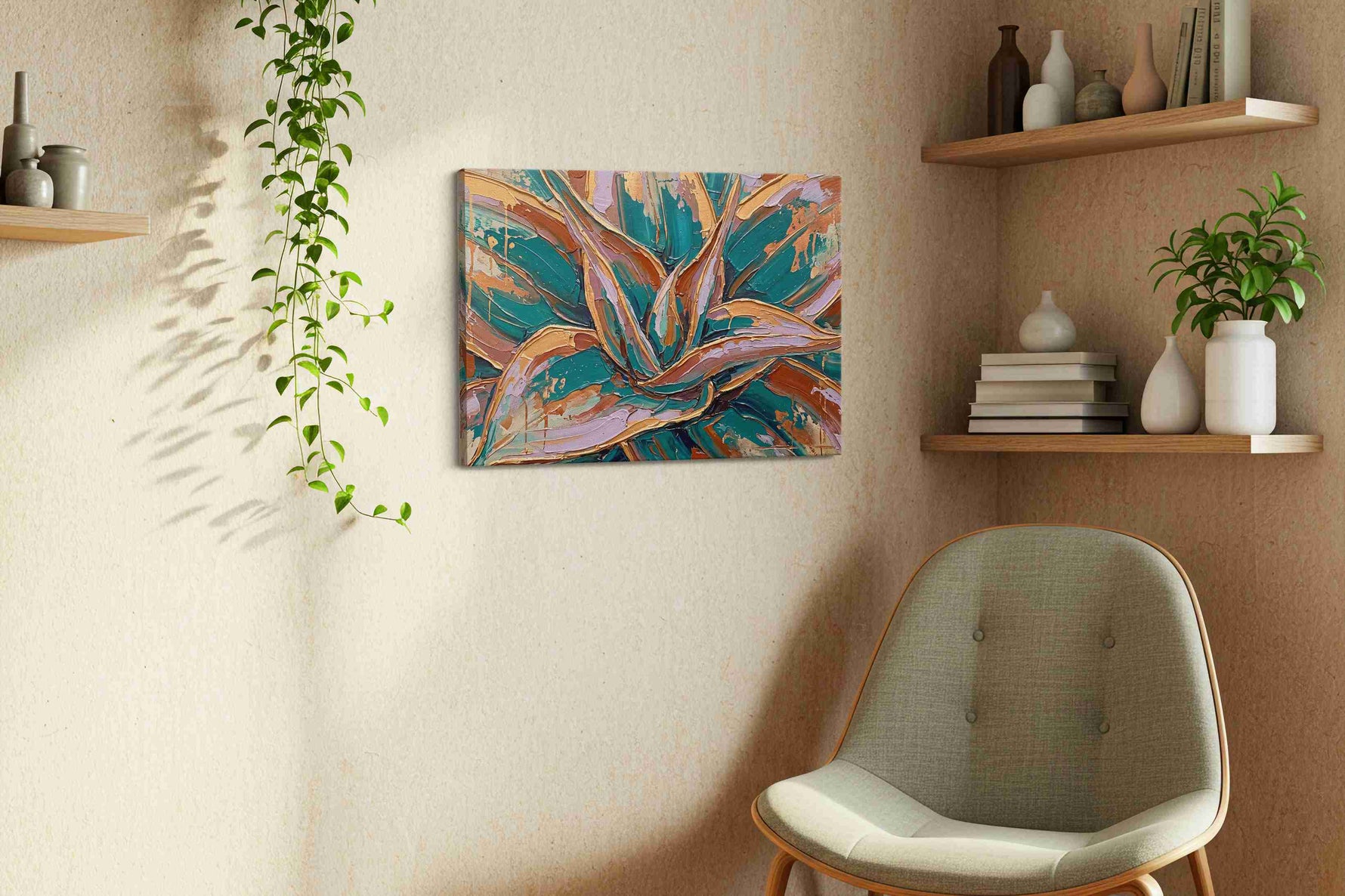 Verdant Whirlwind (Abstract) - Nature, Nature Wall Art, Scenic Canvas Print, Natural Landscape Art in a living room scene