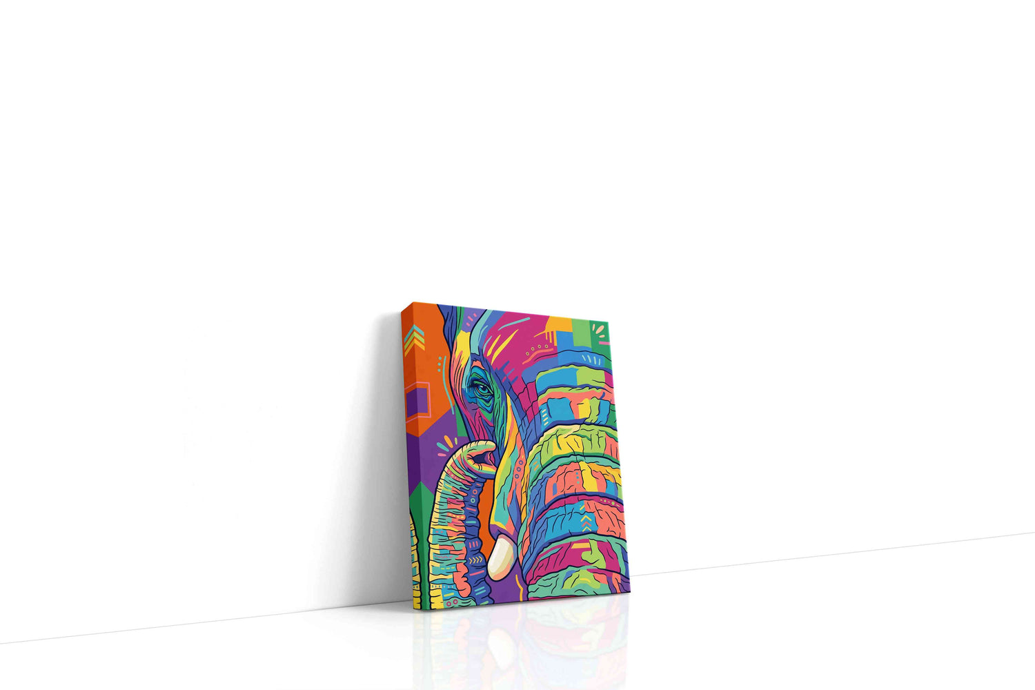 Vibrant Elephant Reverie abstract canvas print, gallery-wrapped, ready to hang