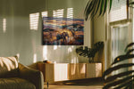Celestial Serengeti Stroll animals canvas print, hanging on wall