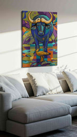 Cosmic Wilderness Harmony animals canvas print, displayed in a living room