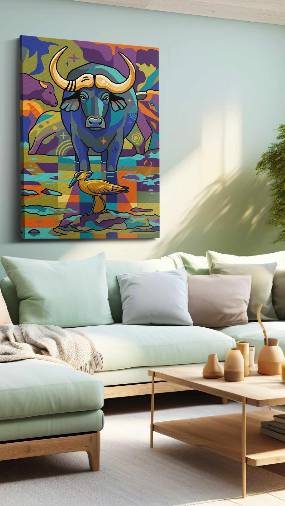 Cosmic Wilderness Harmony (Animals) - Animal Wall Art, Wildlife Canvas Print, Animal Lover Decor in a hung canvas mockup