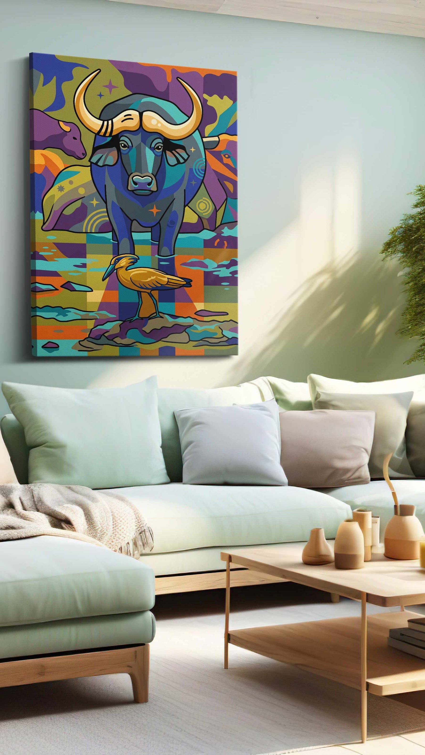 Cosmic Wilderness Harmony (Animals) - Animal Wall Art, Wildlife Canvas Print, Animal Lover Decor in a hung canvas mockup