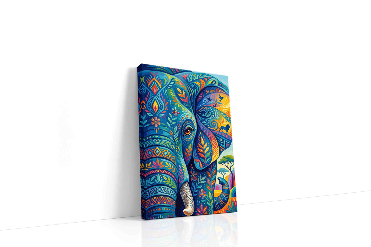 Elephant Dreams in Technicolor animals canvas print, gallery-wrapped, ready to hang