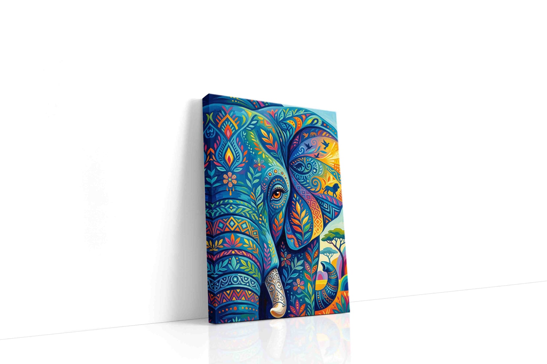 Elephant Dreams in Technicolor animals canvas print, gallery-wrapped, ready to hang