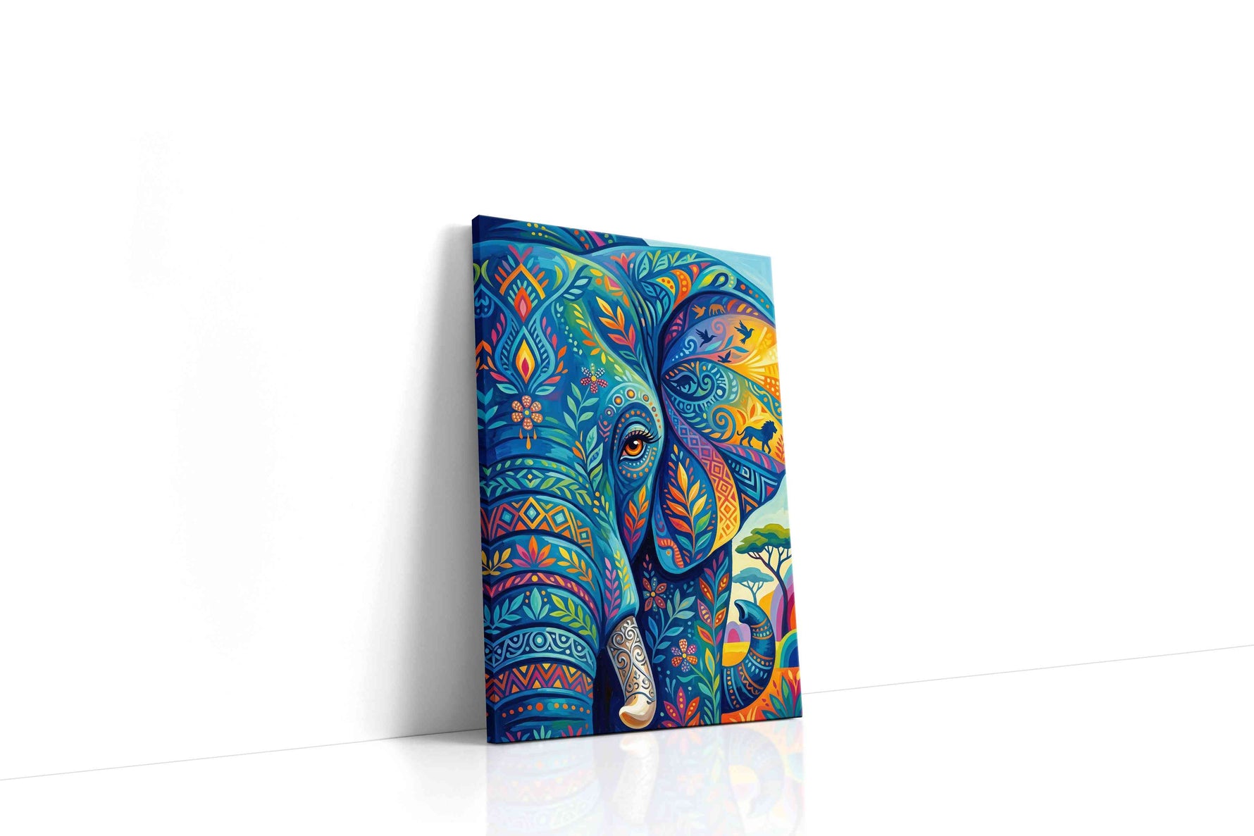 Elephant Dreams in Technicolor animals canvas print gallery-wrapped portrait canvas studio shot