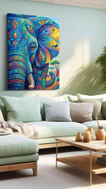 Elephant Dreams in Technicolor animals canvas print, hanging on wall