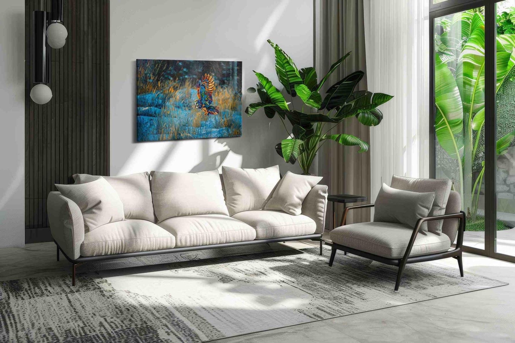 Flight of the Prism Owl animals canvas print in a modern interior mockup