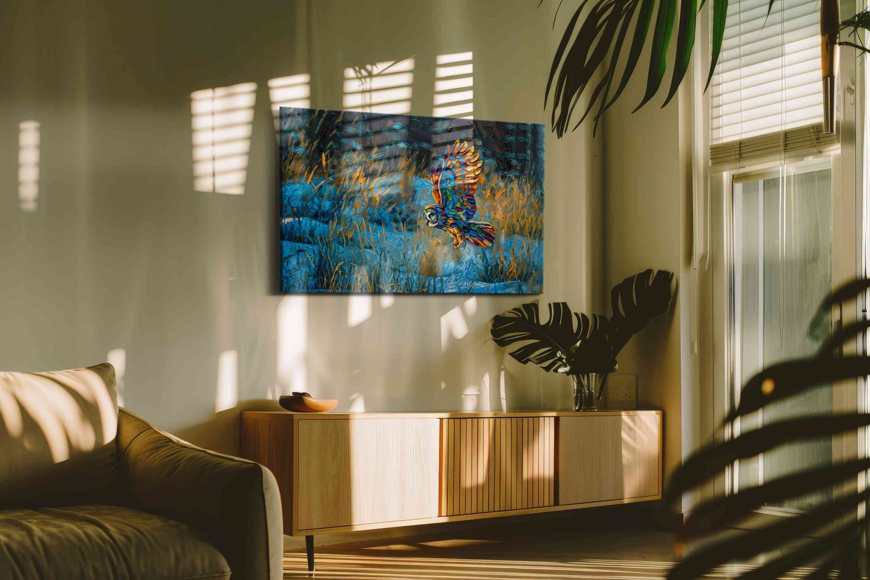 Flight of the Prism Owl animals canvas print, on wall, lifestyle preview