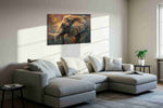 Majestic Elephantscape animals canvas print, displayed in a living room