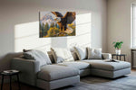Majestic Winged Guardian birds canvas print in a living room scene
