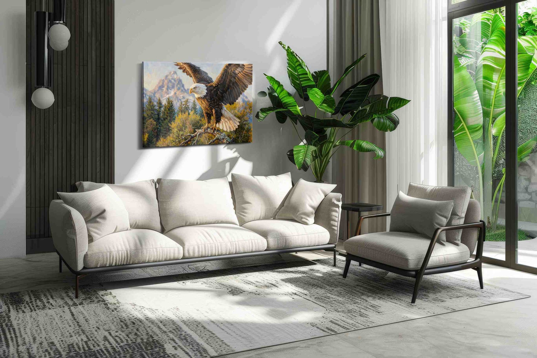 Majestic Winged Guardian birds canvas print in a hung canvas mockup