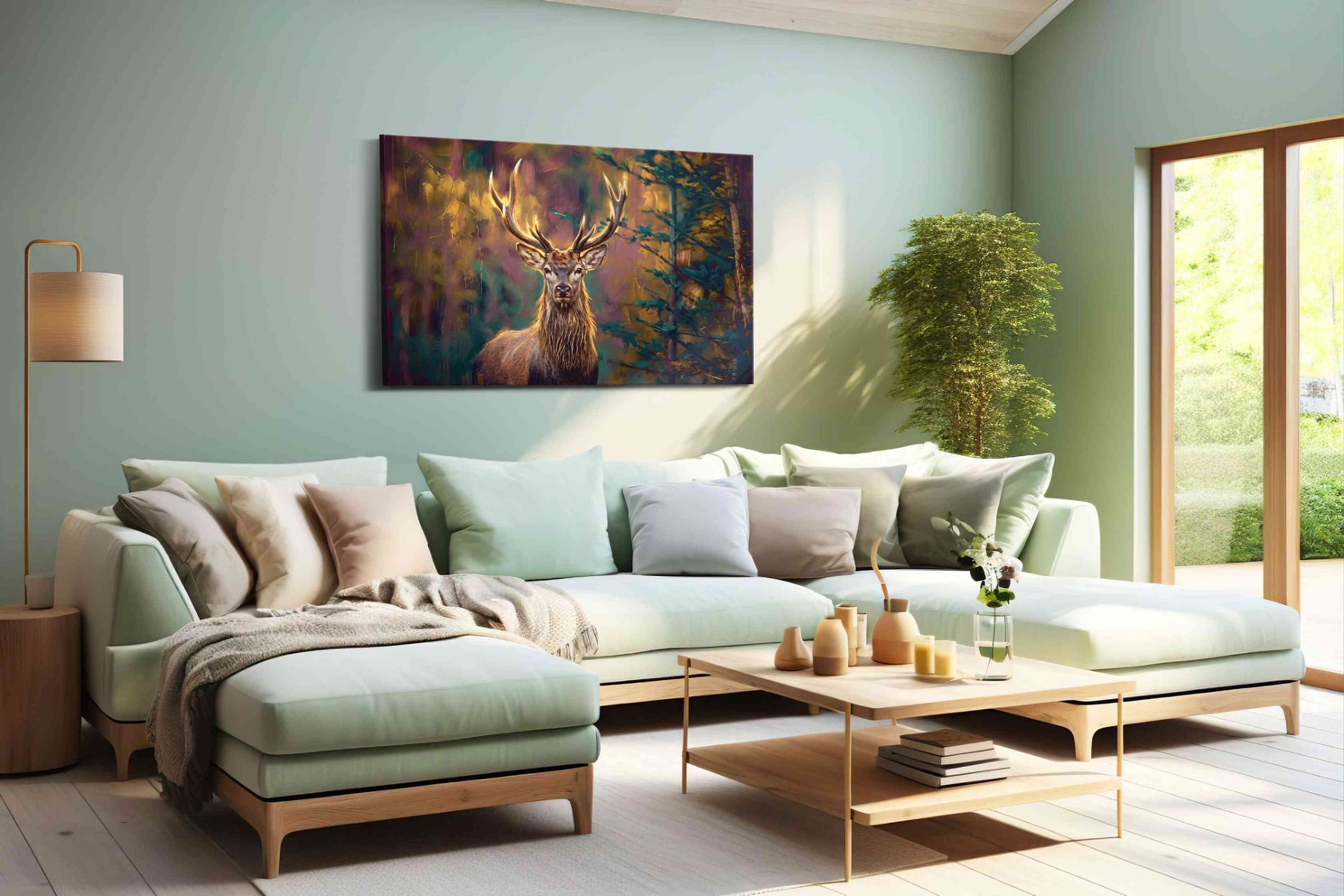 Majestic Woodland Gaze animals canvas print, hanging on wall