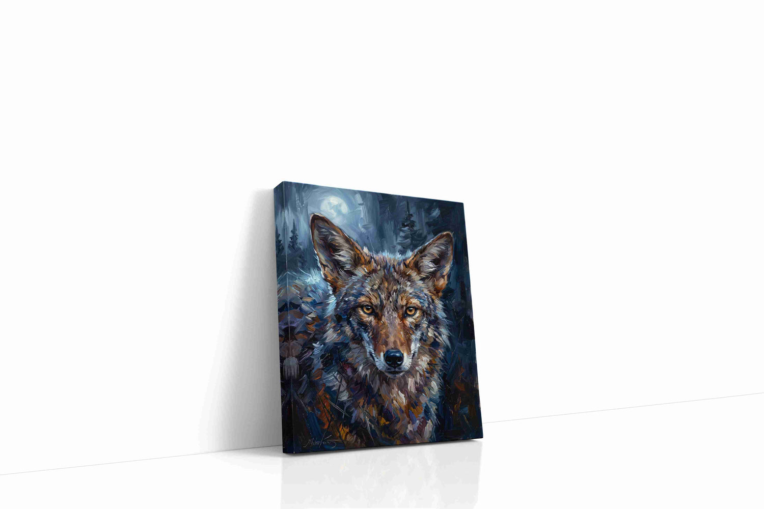Moonlit Gaze of the Wild wolf canvas print, gallery-wrapped, ready to hang
