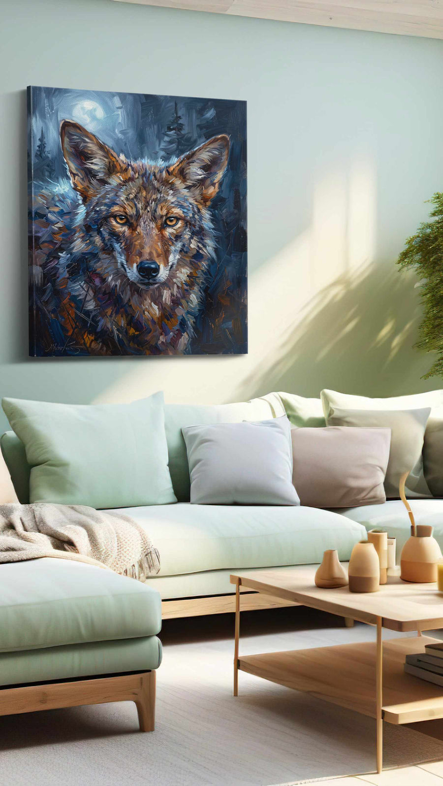Moonlit Gaze of the Wild (Animals) - Wolf, Wolf Wall Art, Wildlife Canvas Print, Nature Predator Art