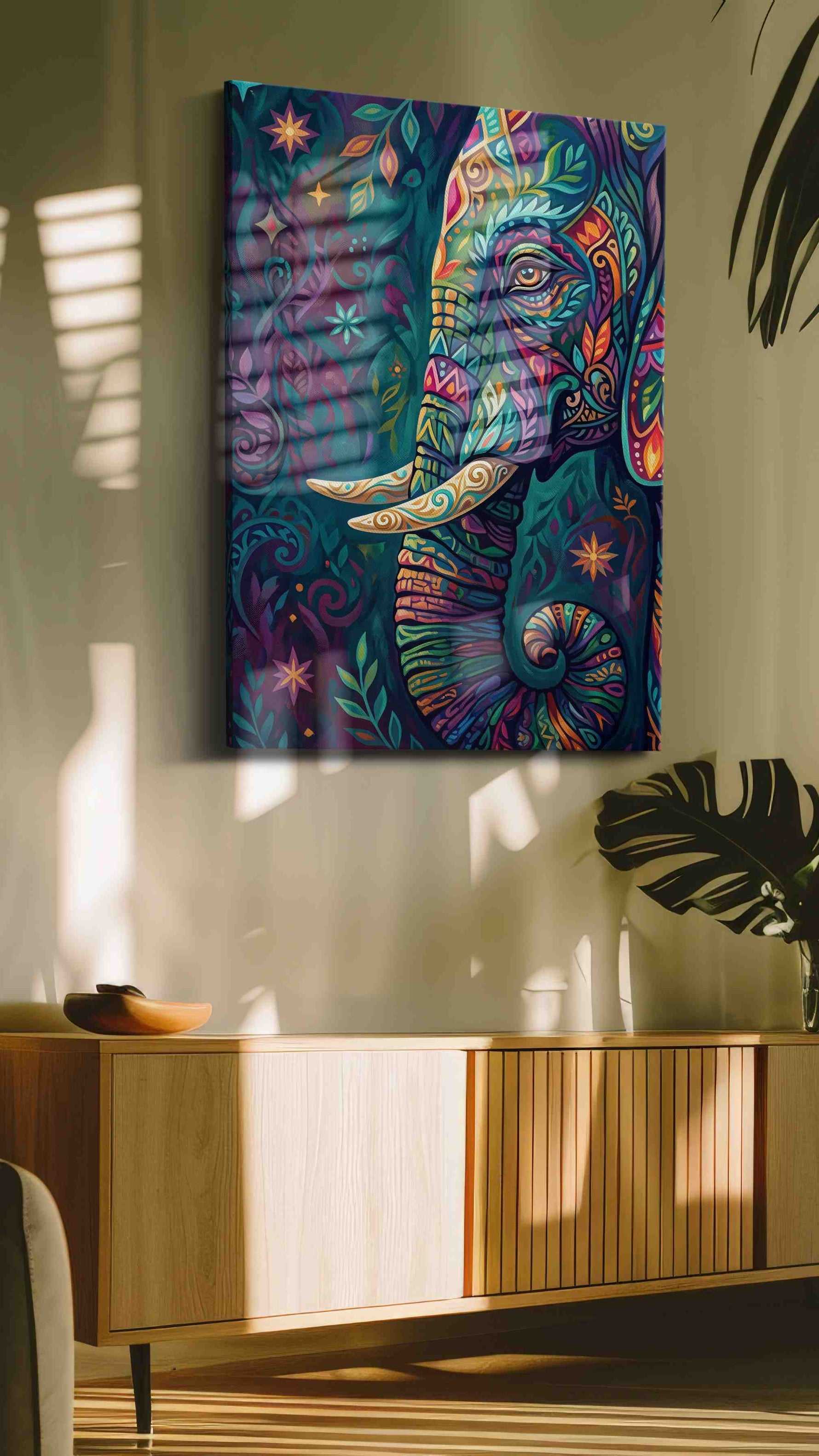 Mystical Elephant Dreams animals canvas print in a hung canvas mockup