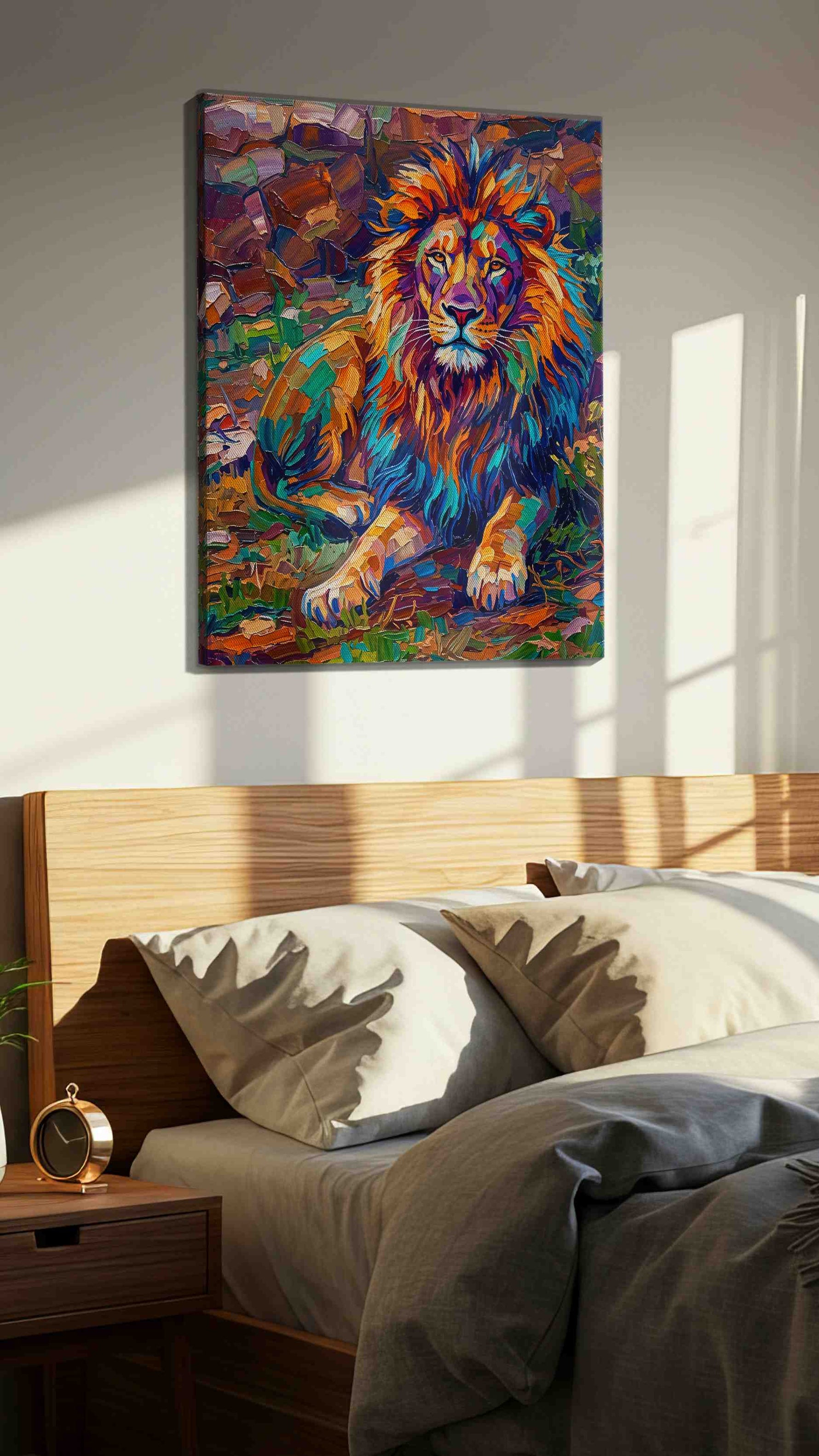 Regal Vibrance (Animals) - Animal Wall Art, Wildlife Canvas Print, Animal Lover Decor in a bedroom scene