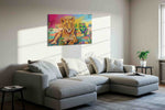 Savanna Serenade animals canvas print, displayed in a living room