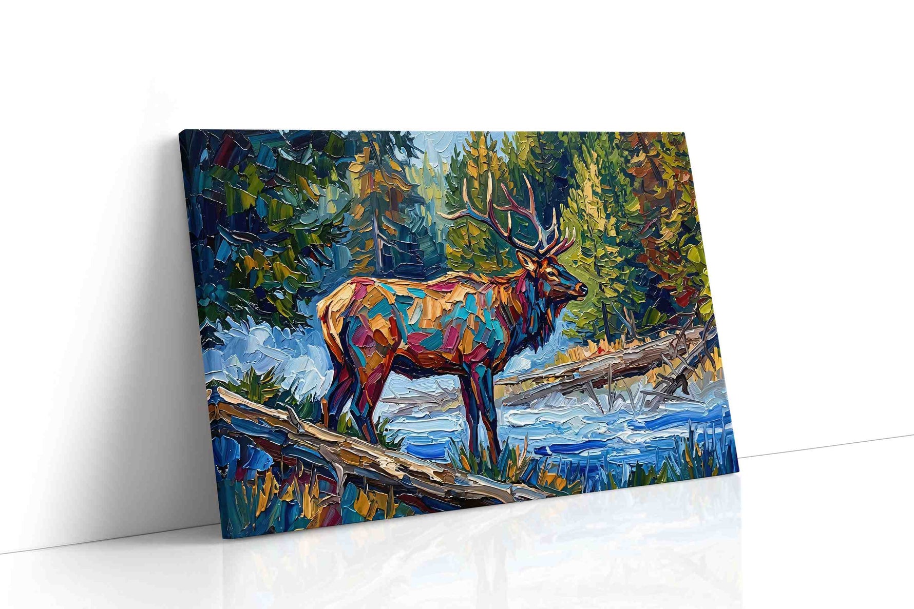 The Vibrant Wilderness Stag animals canvas print, gallery-wrapped, ready to hang